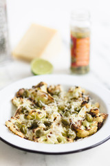 Roasted cauliflower with parmesan and lime juice