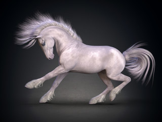 Obraz na płótnie Canvas Beautiful white horse. 3D rendering