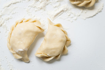Traditional polish dumplings (called pierogi ruskie) filled with potatoes and cottage cheese.