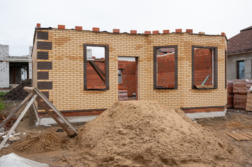 Construction site of new brick house