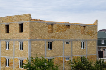 Fototapeta na wymiar limestone houses. Building material is limestone.