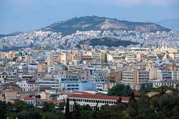 Fototapeta na wymiar Colourful buildings around the city of Athens, Greece . 