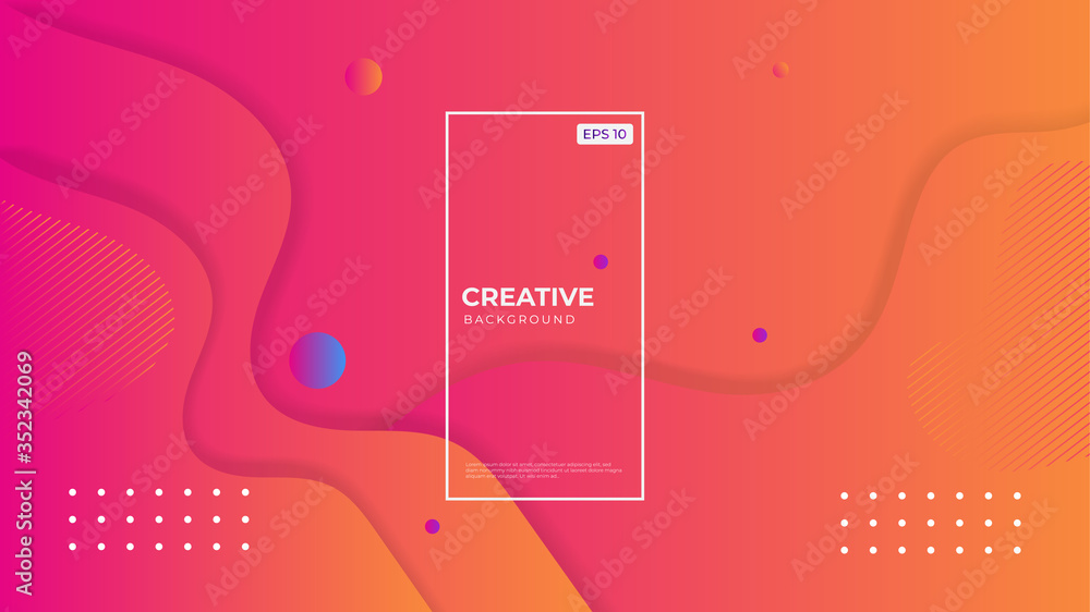 Poster creative minimal geometric orange background. dynamic shapes composition.trendy gradient shapes.