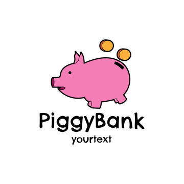 piggy bank hand drawn logo design