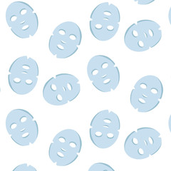 face sheet mask seamless doodle pattern, vector illustration