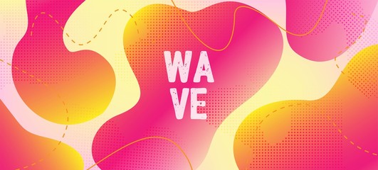 Pink Yellow Fluid Vector Banner. Neon Modern Creative Flyer Layout. Waves 