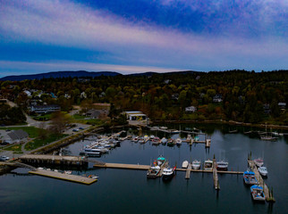 Obraz premium Boats in Northeast Harbor Bar Harbor Maine in spring time