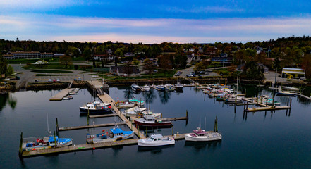 Fototapeta premium Boats in Northeast Harbor Bar Harbor Maine in spring time