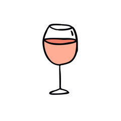 glass of wine doodle icon, vector illustration