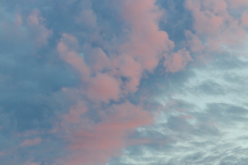 the beautiful pink clouds at the blue sky