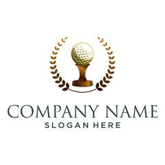 Trophy Golf club logo design template vector inspiration