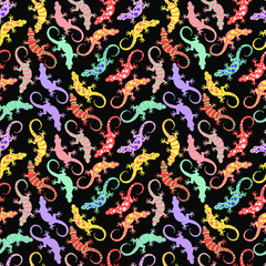 Cute Neon Cartoon Lizard Kids Pattern Seamless