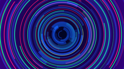 Circle neon lines technology Hi-tech blue background. Abstract graphic digital future concept design.