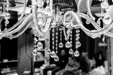 Chandelier with decorative diamonds black and white