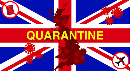 Quarantine UK Union Jack map Coronavirus pandemic 2020