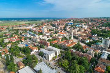 Fototapeta na wymiar Smederevo, aerial drone view of City in Serbia