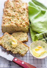 slice of zucchini bread with butter