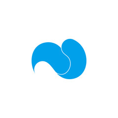 abstract curves blue wave 3d flat design logo vector