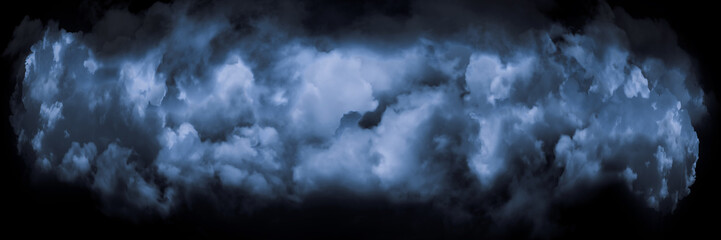 white cloud on black background. Wide sky and clouds dark tone.