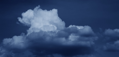 white cloud on black background. Wide sky and clouds dark tone.