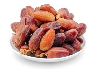 Date palm fruits isolated on white background