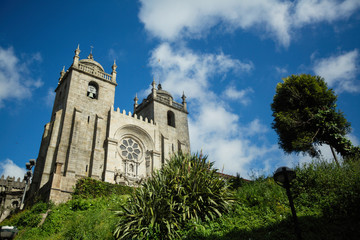 Fototapeta na wymiar View of The Porto Cathedral (Se do Porto) Portugal.