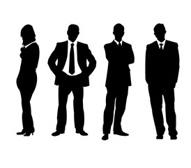Businessman and Businesswoman in corporate attire Silhouette Vector Shapes