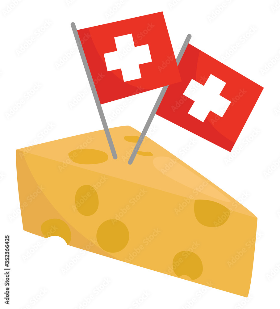 Wall mural swiss cheese , illustration, vector on white background