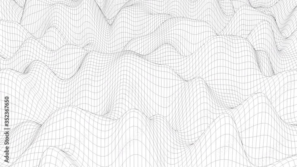 Poster computer generated a checkered surface. 3d rendering of a wave retro background.