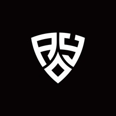 Naklejka premium AY monogram logo with modern shield style design template