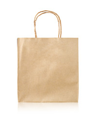 Vintage paper bag isolated on white background.