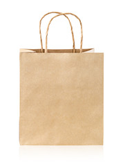 Vintage paper bag isolated on white background.