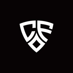 CF monogram logo with modern shield style design template
