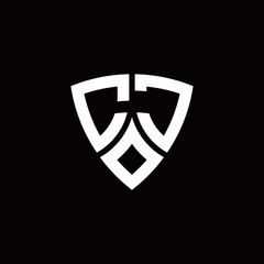 CJ monogram logo with modern shield style design template
