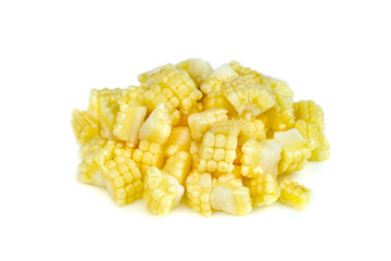 baby corn sliced isolated on white background