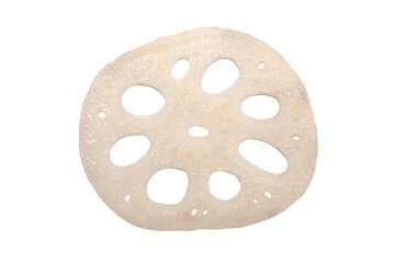 sliced of ​​lotus root isolated on white background