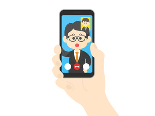 テレビ電話をするビジネスマンのイラスト