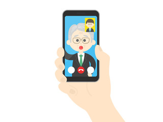 テレビ電話をするビジネスマンのイラスト
