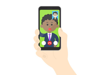 テレビ電話をするビジネスマンのイラスト