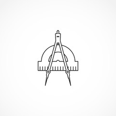 Compass with protractor line icon. islam isolated line icon