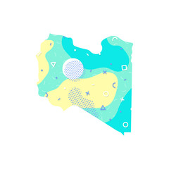 Libya map Memphis country Africa map illustration vector African isolated on white background
