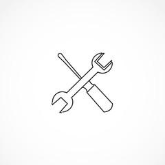 service icon. repair icon. wrench with screwdriver line icon. wrench with screwdriver isolated line icon