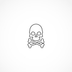skull line icon. death pirate skull isolated line icon