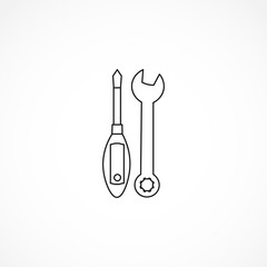service icon. repair icon. screwdriver and wrench line icon. screwdriver and wrench isolated line icon