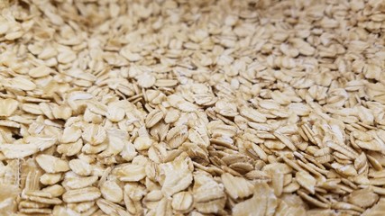 Close up of organic oats in market ready for healthy diet