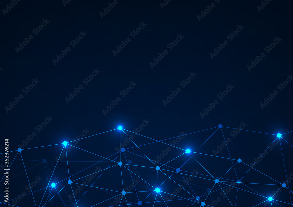 Poster Abstract technology background with connecting dots and lines. Data and technology concept, network connection