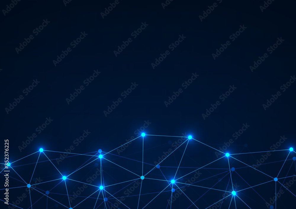 Poster Abstract technology background with connecting dots and lines. Data and technology concept, network connection