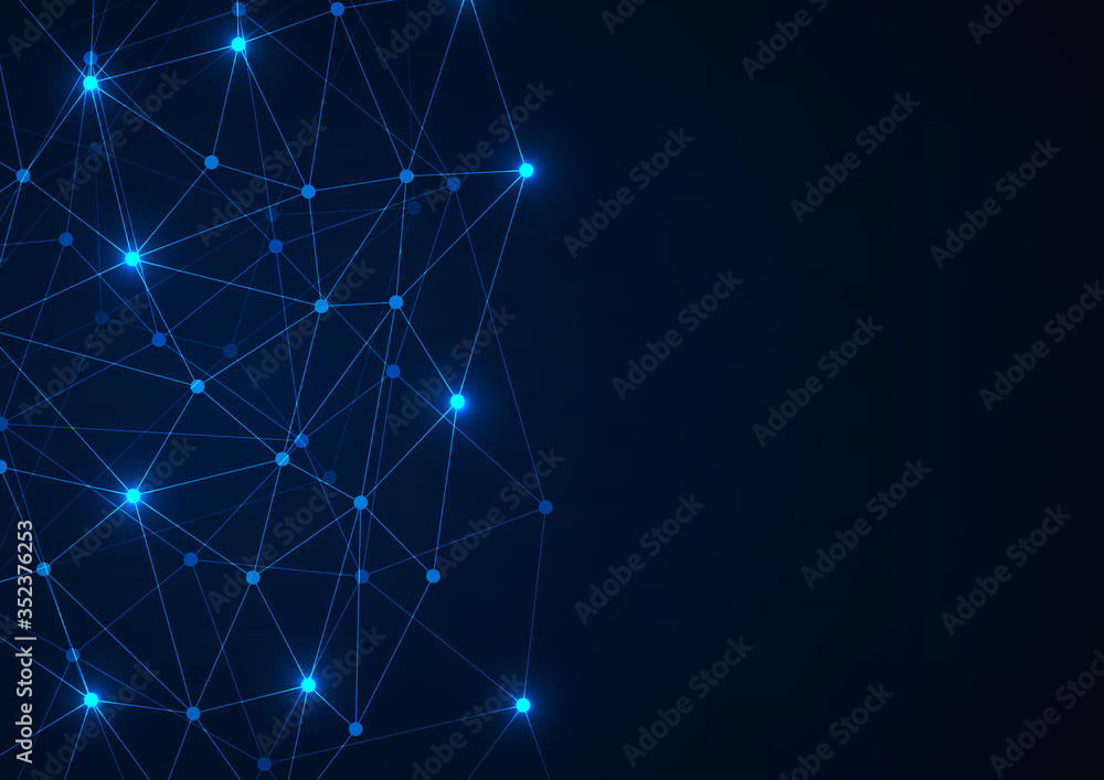 Poster Abstract technology background with connecting dots and lines. Data and technology concept, network connection