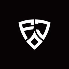 FJ monogram logo with modern shield style design template