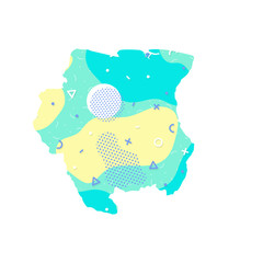 Suriname map Memphis country America map illustration vector American isolated on white background
